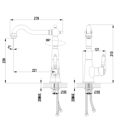 Смеситель Lemark для кухни с поворотным изливом LM4805B